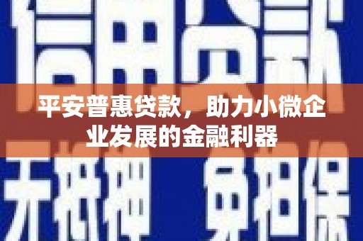 镇海平安普惠贷款，助力小微企业发展的金融利器